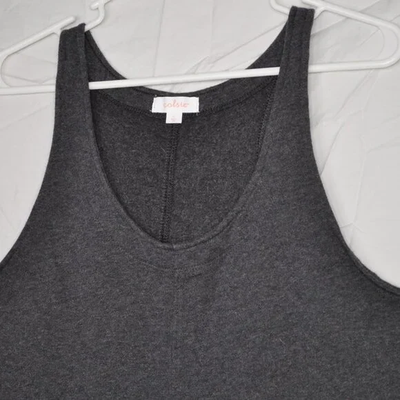 Colsie Jumper Women's Large Sleeveless V Neck w/ Capri Sweatpant Fleece Gray - Picture 2 of 6